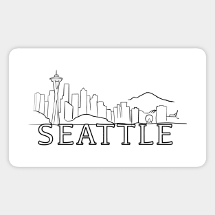 Line outline of the Seattle Skyline Magnet